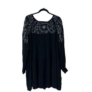 Savanna Jane Black Dress with White Embroidery